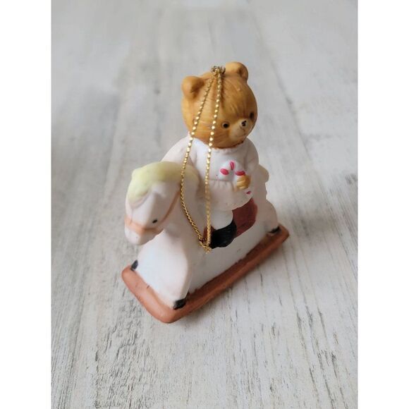 Ceramic teddy bear rocking chair ornament Xmas Candy cane - Picture 2 of 5